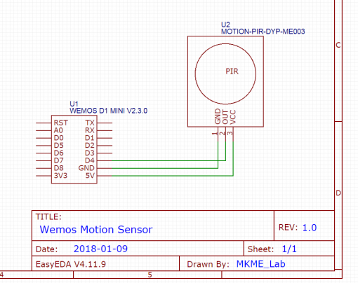 Wemos D1 ESP8266 PIR Sensor Kit MKME.ORG